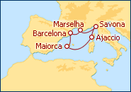 Ver o itiner�rio do Cruzeiro Baleares, C�rcega, Fran�a