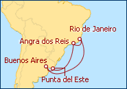 Ver o itiner�rio do Cruzeiro Brasil, Argentina, Uruguai