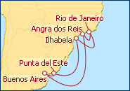 Ver o itiner�rio do Cruzeiro Brasil, Argentina, Uruguai