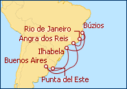 Ver o itiner�rio do Cruzeiro Brasil, Argentina, Uruguai