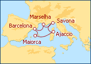 Ver o itiner�rio do Cruzeiro Ilhas Baleares, C�rcega