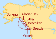 Ver o itiner�rio do Cruzeiro Alaska