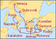 Ver o itiner�rio do Cruzeiro Mediterraneo e Islas Griegas: de Roma a Venecia