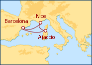 Ver o itiner�rio do Cruzeiro C�rsega, Toscana e Occitania 2013