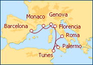 Ver o itiner�rio do Cruzeiro De Roma a Barcelona 2013