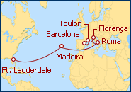Ver o itiner�rio do Cruzeiro Transatl�ntico Europa 2013