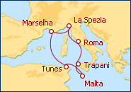 Itinerário França, Tunísia, Malta, Itália 