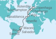 Itinerário do Cruzeiro De Santos (Brasil) a Copenhaga - MSC Cruzeiros