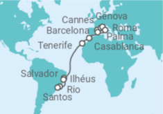 Itinerário do Cruzeiro De Barcelona a Santos (Brasil) TI - MSC Cruzeiros