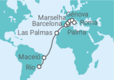 Itinerário do Cruzeiro Brasil, Espanha, França, Itália TI - MSC Cruzeiros
