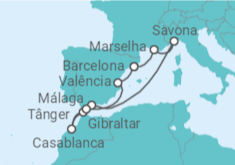 Itinerário do Cruzeiro França, Itália, Espanha, Marrocos, Gibraltar - Costa Cruzeiros