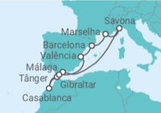 Itinerário do Cruzeiro Marrocos, Gibraltar, Espanha, França, Itália - Costa Cruzeiros