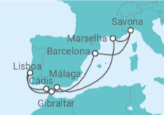 Itinerário do Cruzeiro Espanha, Gibraltar, Portugal, França - Costa Cruzeiros