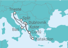 Itinerário do Cruzeiro Montenegro, Grécia, Croácia, Itália - Costa Cruzeiros
