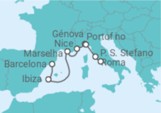 Itinerário do Cruzeiro Espanha, França, Itália - Explora Journeys
