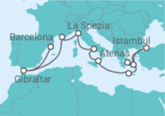 Itinerário do Cruzeiro Gibraltar, França, Itália, Grécia, Turquia - Princess Cruises
