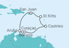 Itinerário do Cruzeiro Aruba, Curaçao, Santa Lúcia - NCL Norwegian Cruise Line