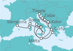 Itinerário do Cruzeiro De Barcelona a Civitavecchia (Roma) - Cunard