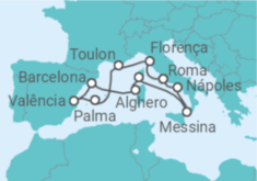 Itinerário do Cruzeiro Itália, Espanha, França - Cunard