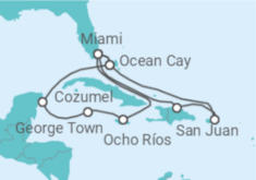 Itinerário do Cruzeiro Jamaica, Ilhas Caimão, México, EUA, Porto Rico - MSC Cruzeiros