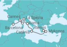 Itinerário do Cruzeiro Grécia, Itália, França - Virgin Voyages