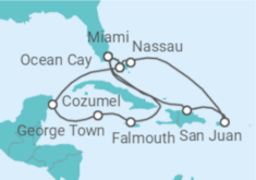 Itinerário do Cruzeiro Jamaica, Ilhas Caimão, México, EUA, Porto Rico, Bahamas TI - MSC Cruzeiros