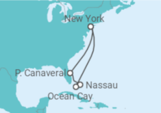 Itinerário do Cruzeiro Nova Iorque e Ocean Cay TI - MSC Cruzeiros