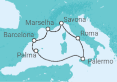Itinerário do Cruzeiro Itália, França, Espanha - Costa Cruzeiros