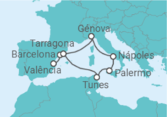 Itinerário do Cruzeiro Espanha, Itália, Tunísia - MSC Cruzeiros