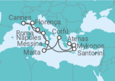 Itinerário do Cruzeiro Grécia, Malta, Itália, França - NCL Norwegian Cruise Line