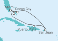 Itinerário do Cruzeiro Bahamas, Porto Rico, EUA TI - MSC Cruzeiros