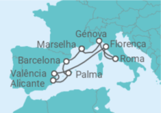 Itinerário do Cruzeiro Espanha, Itália - MSC Cruzeiros
