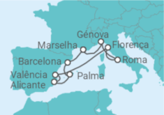 Itinerário do Cruzeiro França, Espanha, Itália - MSC Cruzeiros