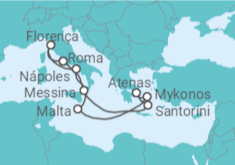 Itinerário do Cruzeiro Grécia, Malta, Itália - NCL Norwegian Cruise Line