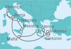 Itinerário do Cruzeiro Grécia, Malta, Itália - NCL Norwegian Cruise Line