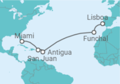 Itinerário do Cruzeiro De Lisboa a Miami - Oceania Cruises