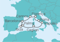 Itinerário do Cruzeiro Itália, Espanha, França - NCL Norwegian Cruise Line