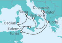Itinerário do Cruzeiro Itália, Tunísia, Grécia, Montenegro, Croácia - Princess Cruises
