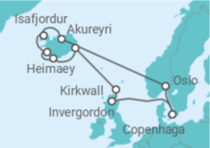 Itinerário do Cruzeiro Noruega, Islândia, Reino Unido - Holland America Line