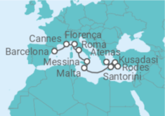 Itinerário do Cruzeiro França, Itália, Malta, Grécia, Turquia - Holland America Line