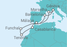 Itinerário do Cruzeiro Marrocos, Espanha, Portugal, França, Itália - MSC Cruzeiros