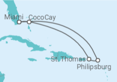 Itinerário do Cruzeiro Ilhas Virgens Americanas, Sint Maarten - Royal Caribbean