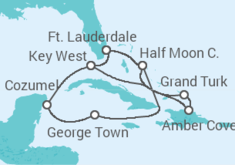 Itinerário do Cruzeiro Jamaica, Islas Caimán, México, Estados Unidos (EE.UU.), Bahamas - Holland America Line