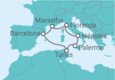 Itinerário do Cruzeiro França, Espanha, Tunísia, Itália - MSC Cruzeiros