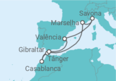 Itinerário do Cruzeiro Itália, França, Marrocos, Gibraltar - Costa Cruzeiros