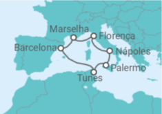 Itinerário do Cruzeiro Itália, França, Espanha, Tunísia - MSC Cruzeiros