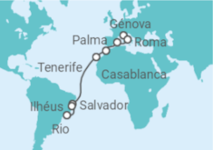 Itinerário do Cruzeiro Itália, Espanha, Marrocos, Brasil - MSC Cruzeiros