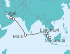 Itinerário do Cruzeiro Singapura, Malásia, Maldivas, Omã, Emirados Árabes - AIDA