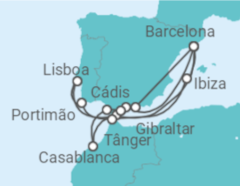 Itinerário do Cruzeiro Espanha, Gibraltar, Portugal, Marrocos - Explora Journeys