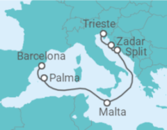 Itinerário do Cruzeiro Croácia, Malta - Cunard